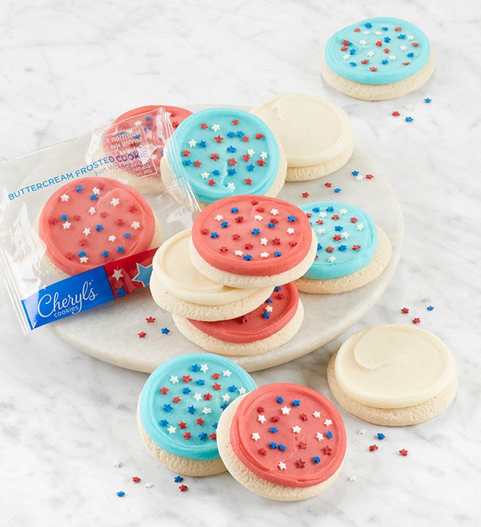 Buttercream Frosted Red, White & Blue Cut-Out Cookies